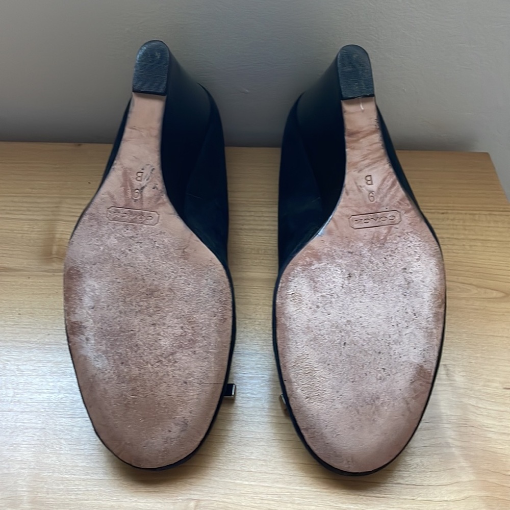 Coach Black Suede Wedge Shoes. - Picture 12 of 16